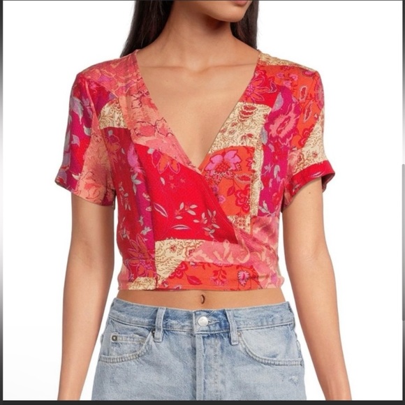 NWT free people paisley wrap crop Size:XS BUT WILL FIT SMALL pit to pit 18” - Picture 3 of 8